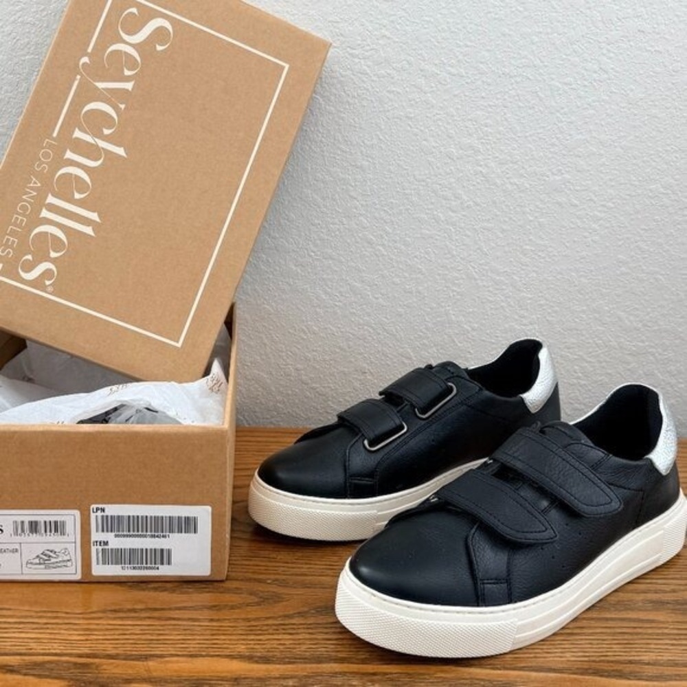 Seychelles Trading Places Black Leather Platform Sneaker‎ Size 10